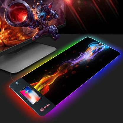 Mouse Pad Large RGB Rechargeable Desk Pad Oversized Wireless Charger