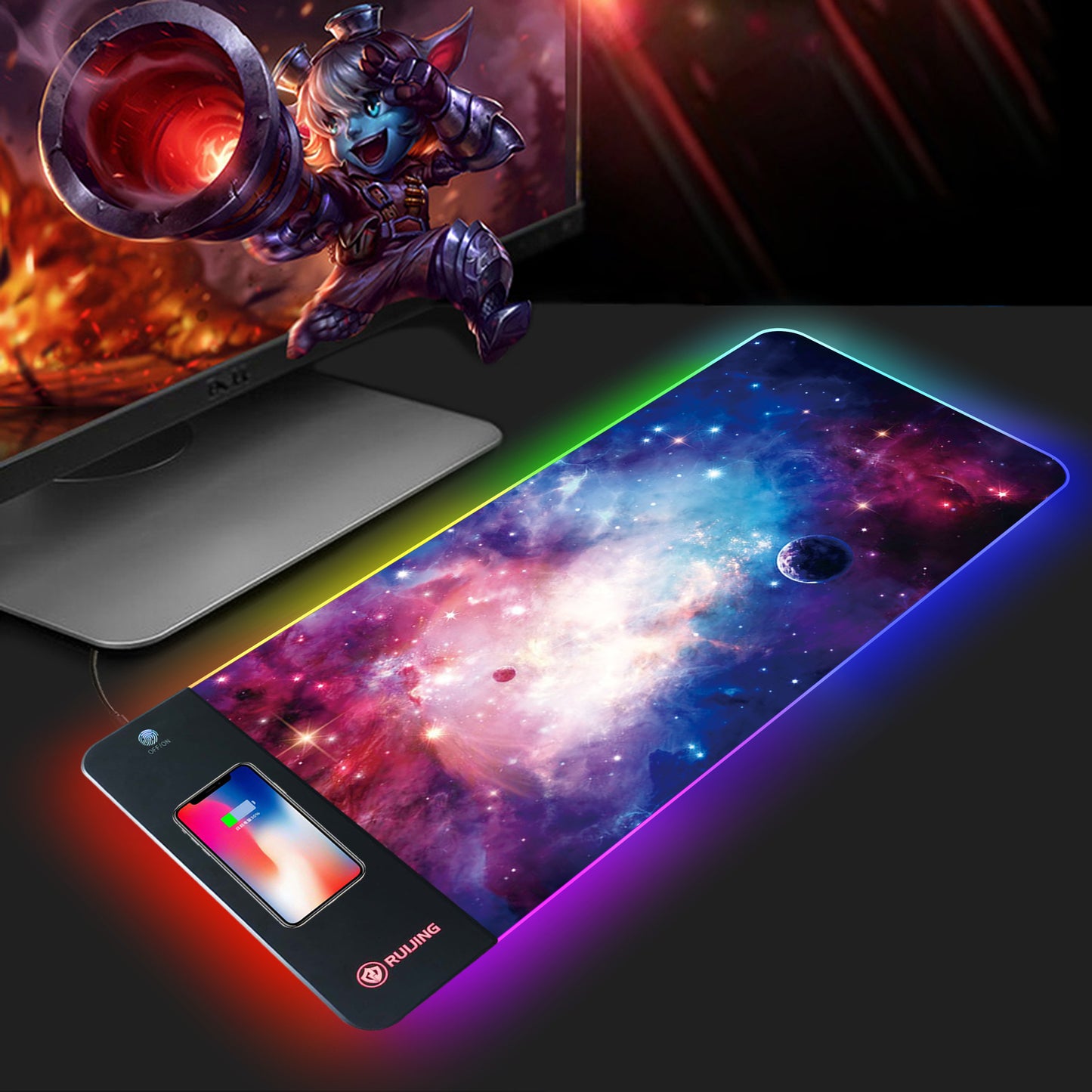 Mouse Pad Large RGB Rechargeable Desk Pad Oversized Wireless Charger