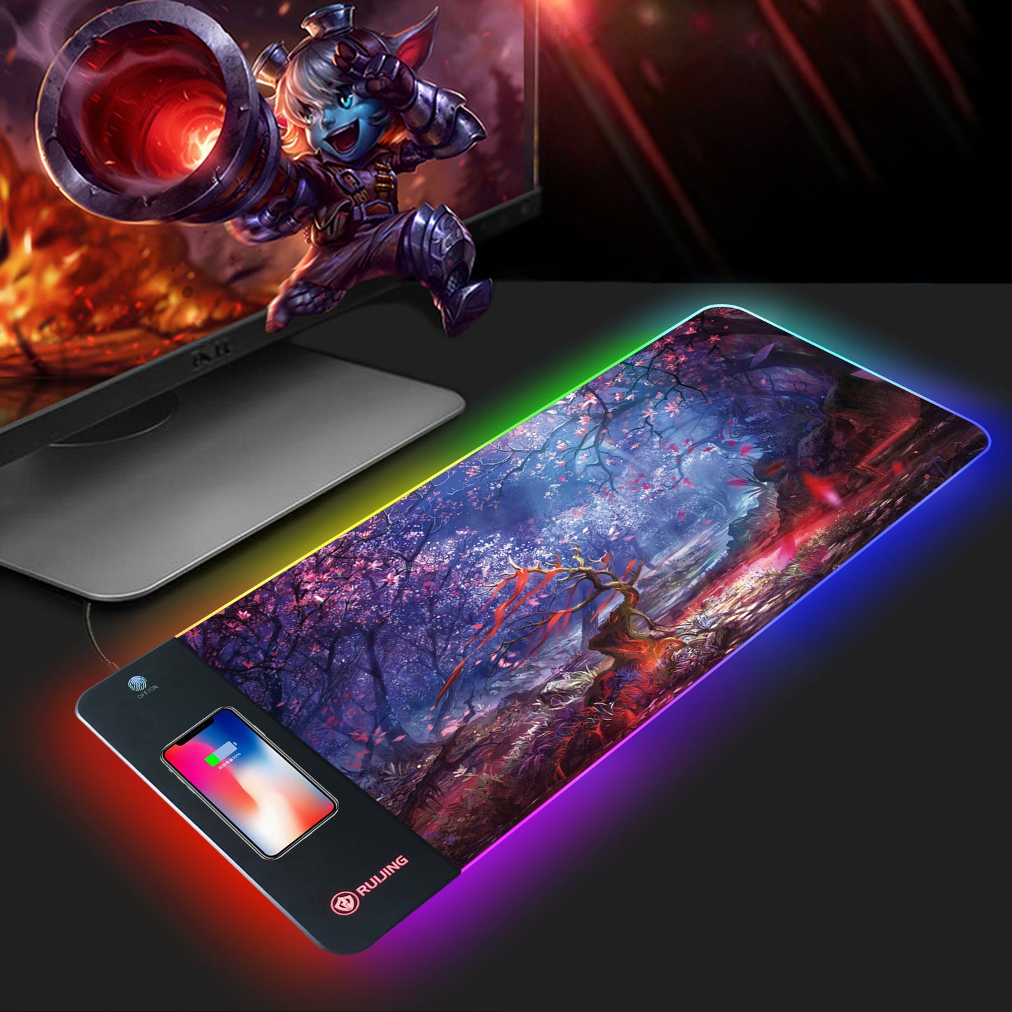 Mouse Pad Large RGB Rechargeable Desk Pad Oversized Wireless Charger