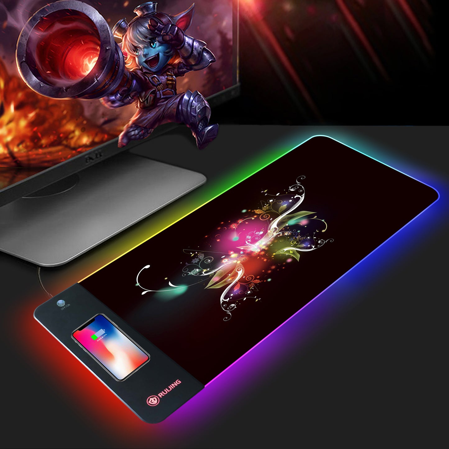 Mouse Pad Large RGB Rechargeable Desk Pad Oversized Wireless Charger