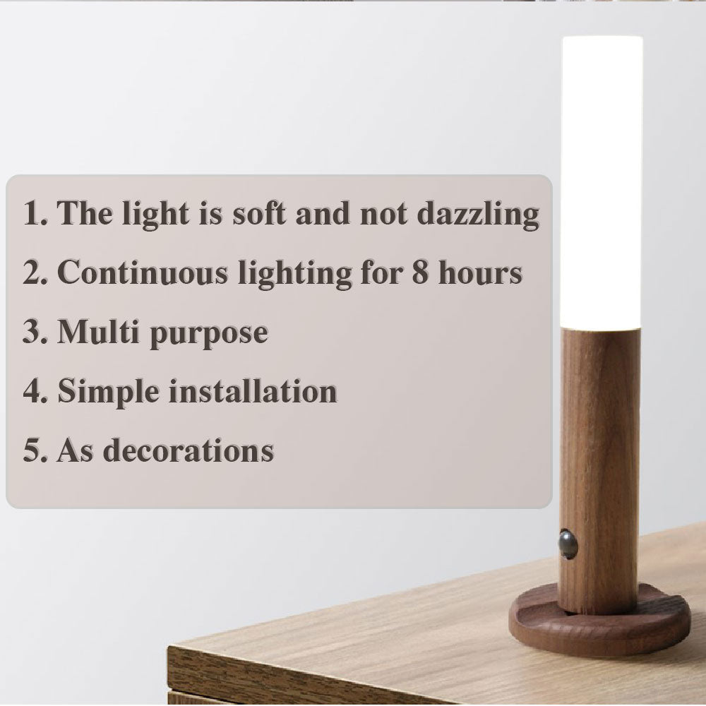 LED USB Magnetic Wood Motion Sensor Wireless Night Light Corridors