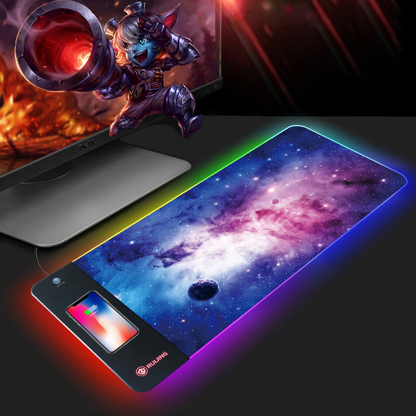 Mouse Pad Large RGB Rechargeable Desk Pad Oversized Wireless Charger