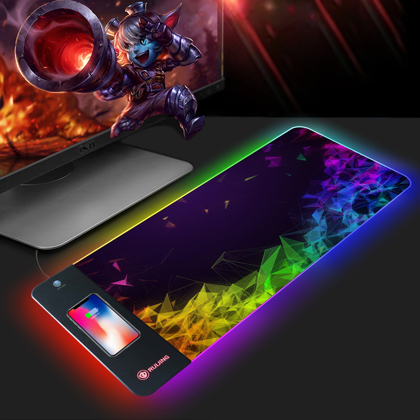 Mouse Pad Large RGB Rechargeable Desk Pad Oversized Wireless Charger