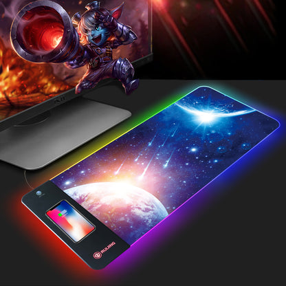 Mouse Pad Large RGB Rechargeable Desk Pad Oversized Wireless Charger